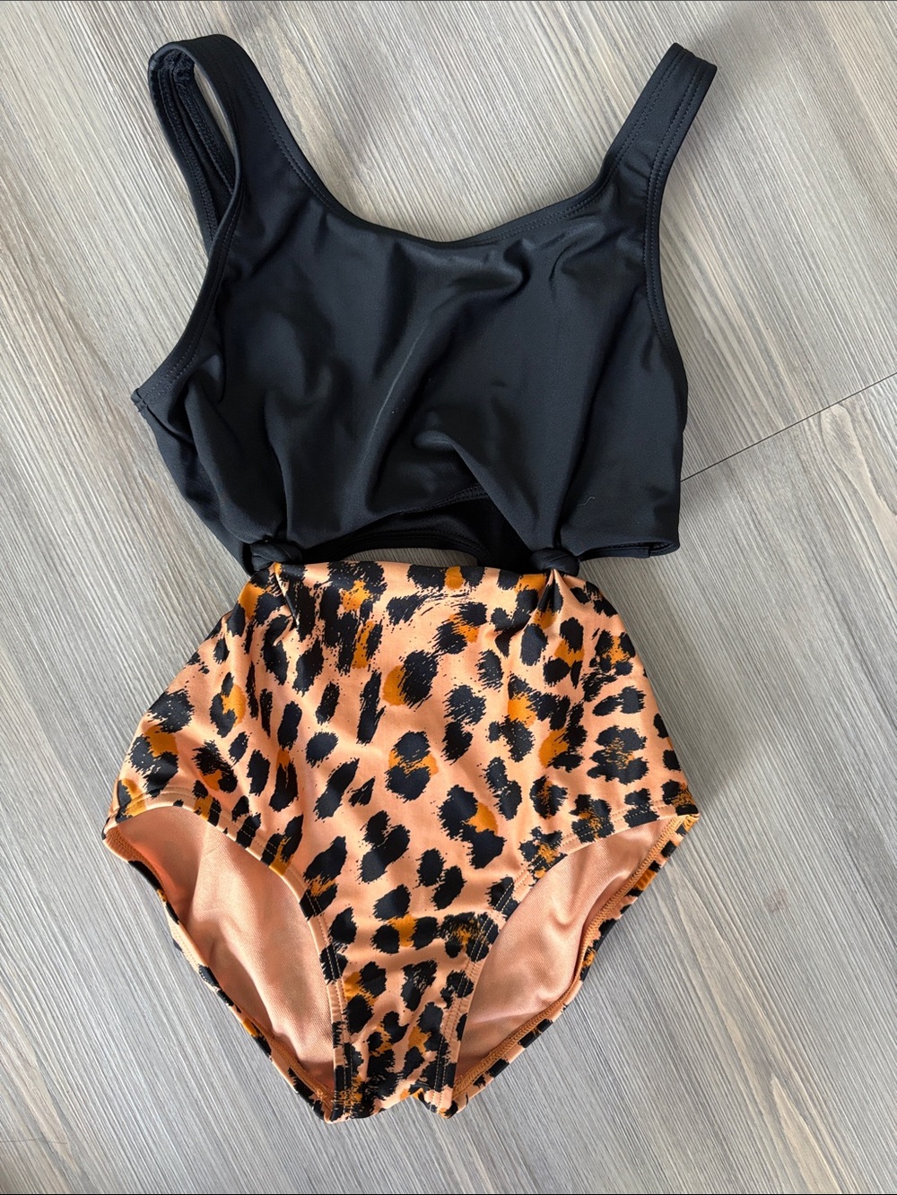 Black Crop Tank with Leopard High-Waist Bottoms